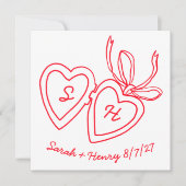 Launisches Herz-Medaillon-Doodle-Sketch Modern EIN Save The Date (Vorderseite)