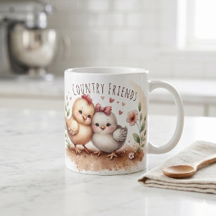 Launisches Hühner-Duo Cottagecore-Wasserfarbe Kaffeetasse
