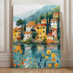 Launisches italienisches Seendorfkunstwerk Leinwanddruck