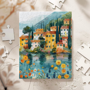 Launisches italienisches Seendorfkunstwerk Puzzle