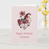 Launisches Karussellpferd Bild Geburtstag Karte (Gelbe Blume)