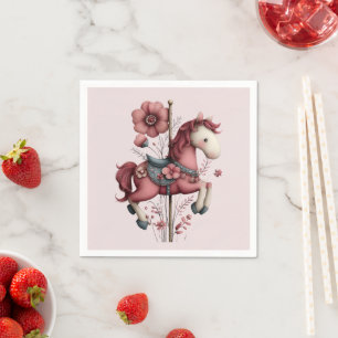 Launisches Karussellpferd Bild Serviette