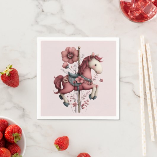 Launisches Karussellpferd Bild Serviette (Beispiel)