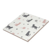 Launisches Katzen- und Garn-Silhouettenmuster Fliese (Seite)