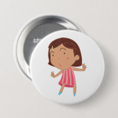 Launisches kleines Mädchen im rosa gestreiften Kle Button (Vorne & Hinten)