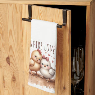 Launisches Küken-Duo Cottagecore-Aquarell Geschirrtuch