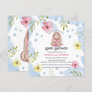 Launisches Mädchen-Hasen-Baby-Party Einladung