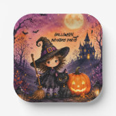 Launisches Mädchen Hexe Halloween Geburtstagsfeier Pappteller (Vorderseite)