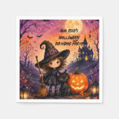 Launisches Mädchen Hexe Halloween Geburtstagsfeier Serviette (Vorderseite)