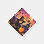 Launisches Mädchen Hexe Halloween Geburtstagsfeier Serviette (Ecke)