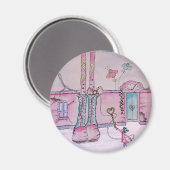Launisches Mädchen-Illustrations-Rundmagnet Magnet (Vorderseite/Rückseite)