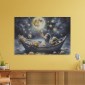 Launisches Mädchen Mond Traum Fantasie Szene Leinwanddruck (Insitu (Wohnzimmer))