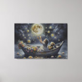 Launisches Mädchen Mond Traum Fantasy Szene Leinwanddruck (Vorderseite)
