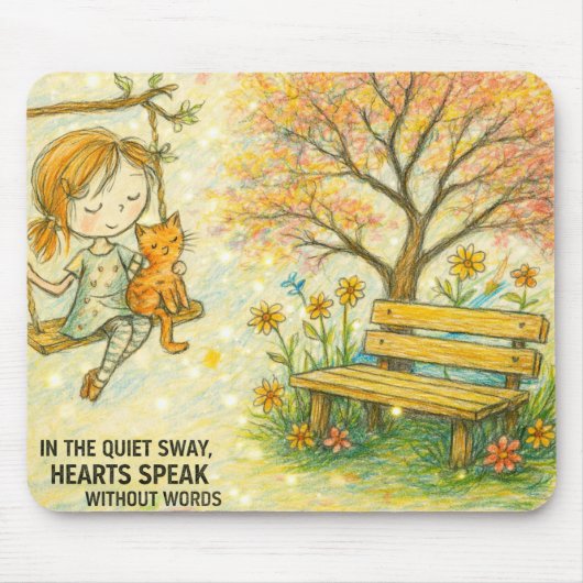 Launisches Mädchen und orange Katze Garten-Mauspad Mousepad (Vorne)