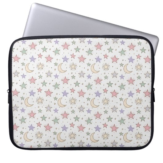 Launisches Mondsternmuster Laptopschutzhülle (Vorderseite)
