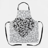 Launisches Monochrom-Herz-Blatt-Zentangle-Muster Schürze (Vorderseite)
