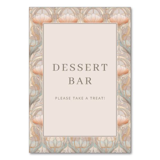Launisches Pastell-Blumen-Dessertbar-Schild Tischnummer (Vorderseite)