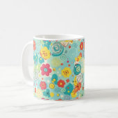 Launisches Pastell-Blumen-Knopf-Muster Kaffeetasse (Vorderseite Links)