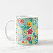 Launisches Pastell-Blumen-Knopf-Muster Kaffeetasse (Links)