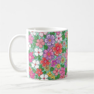 Launisches Pastell-Ditsy-Blumenmuster auf Minz-Aqu Kaffeetasse
