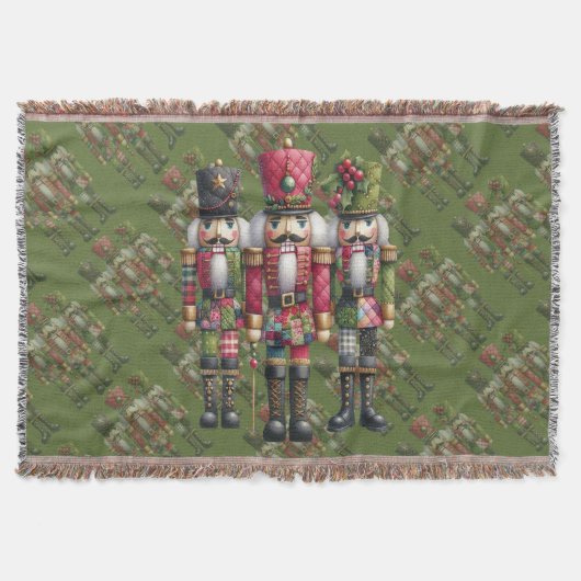 Launisches Patchwork-Weihnachts-Nussknacker-Trio Decke (Vorderseite)