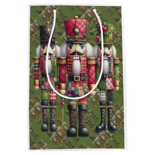 Launisches Patchwork-Weihnachts-Nussknacker-Trio Mittlere Geschenktüte (Vorderseite)