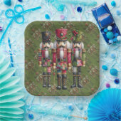 Launisches Patchwork-Weihnachts-Nussknacker-Trio Pappteller (Party)