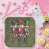 Launisches Patchwork-Weihnachts-Nussknacker-Trio Pappteller (Party)