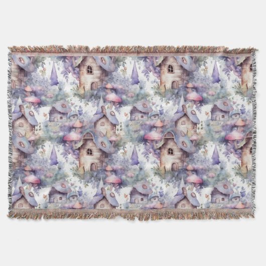 Launisches Pilzhäuschen-Muster (5) Decke (Vorderseite)