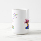 Launisches Regenbogen-Stern-Maler-Mädchen Kaffeetasse (Mittel)