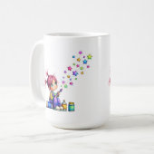 Launisches Regenbogen-Stern-Maler-Mädchen Kaffeetasse (Vorderseite Links)