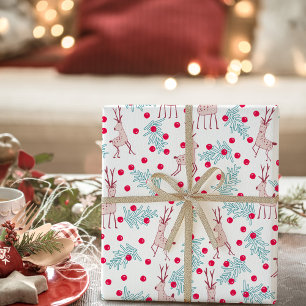 Launisches Rentier- und Beer-Christmas-Muster Geschenkpapier
