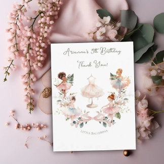Launisches Rosa-Band und Wasserfarben-Ballerina-Ge Dankeskarte