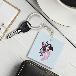 Launisches Rosa Feen Blau Fantasie Notenzeichen Schlüsselanhänger