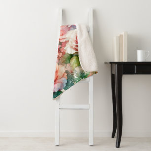 Launisches Rosenmuster Sherpadecke