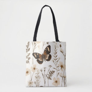 Launisches Schmetterlings- und Blumenmuster Tasche