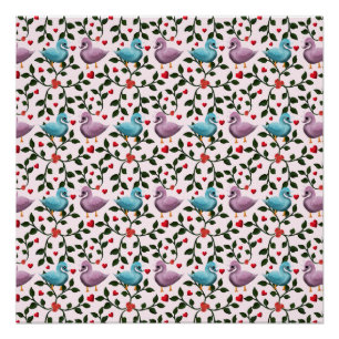 Launisches Schwanen-Blumenmuster Poster