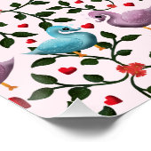 Launisches Schwanen-Blumenmuster Poster (Ecke)