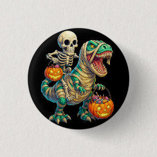 Launisches Skelett reitet auf einer Mumien-T-Rex H Button