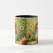 Launisches Sonnens Mädchen mit Katze – Kind Ones C Tasse (Zentrum)