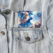 Launisches Sternengucker-Mädchen Aquarell Button (Insitu)