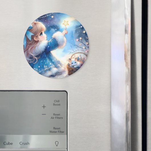 Launisches Sternengucker-Mädchen Aquarell Magnet (In Situ (Kühlschrank))