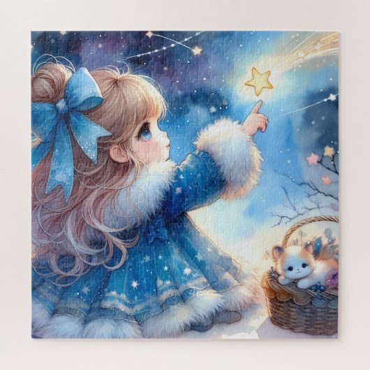 Launisches Sternengucker-Mädchen Aquarell Puzzle (Vertikal)