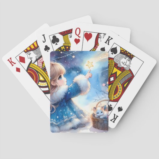 Launisches Sternengucker-Mädchen Aquarell Spielkarten (Rückseite)