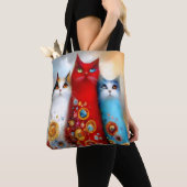 Launisches Trio von Katzen Tasche (Von Nahem)