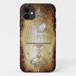Launisches vintage Einhorn im Käfig iPhone 11 Hülle