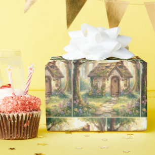 Launisches Wasserfarben Cottage Geschenkpapier