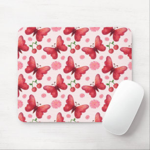 Launisches Wasserfarben-Schmetterling- und Kirschm Mousepad