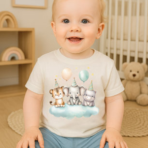 Launisches Wasserfarben Süßes Safari-Tier-T-Shirt Baby T-shirt