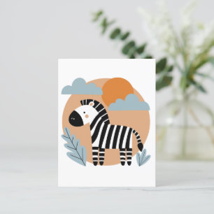 Launisches Zebra Skandinavisch Inspiriert Postkarte